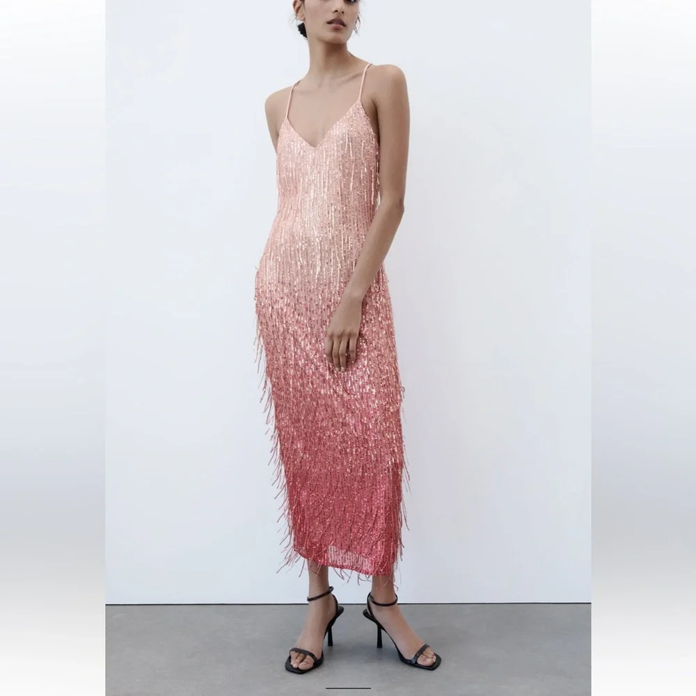 Zara | Dresses | Zara Fringe Sequin Slip Dress Ombr Pink Nwt | Poshmark Zara | Dresses | Zara Fringe Sequin Slip Dress Ombr Pink Nwt | Poshmark
